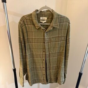 Madewell Shirt Cotton Flannel Plaid Green, Brown, Tan Men’s Large-Preowned